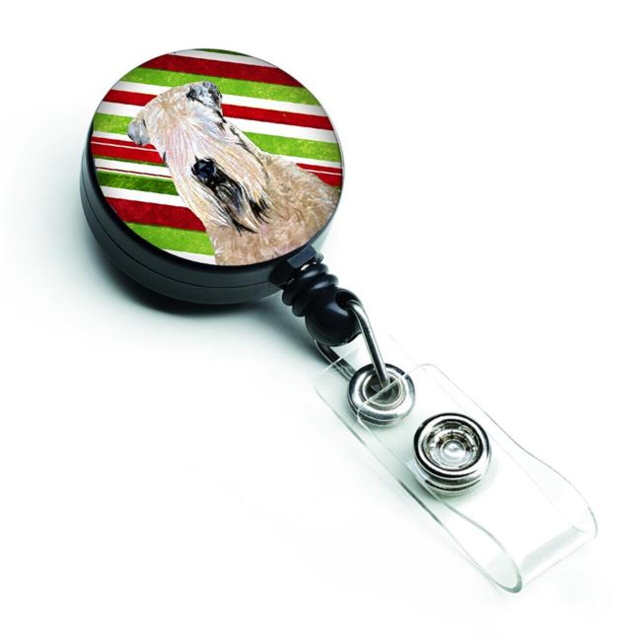 Carolines Treasures SS4562BR Wheaten Terrier Soft Coated Candy Cane Holiday Christmas Retractable Badge Reel